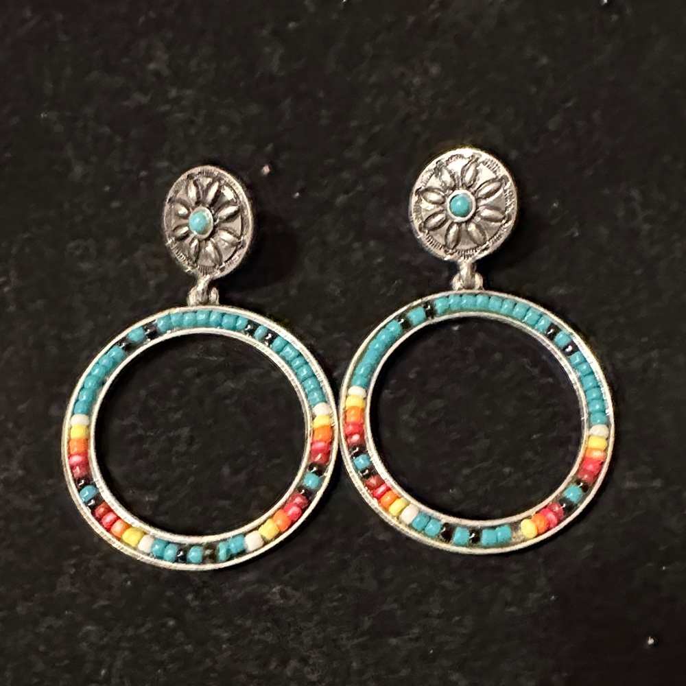 Colorful Beaded Hoop Earrings